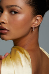 Nadri Crushed Pave C Hoop Earrings