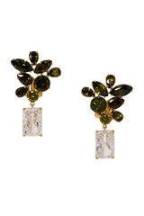 Nadri Bonne Annee Green Cluster Drop Earrings