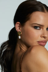 Nadri Bonne Annee Green Cluster Drop Earrings