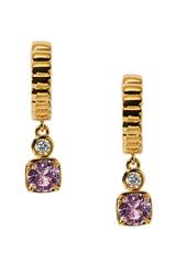 Nadri Delancey Pink Small Charm Hoop Earrings