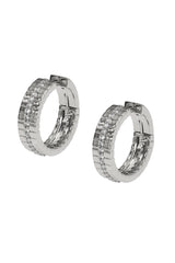 Nadri Delancey Pave Strip Silver Hoop Earrings