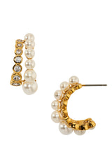Nadri Under The Sea Double Row J Hoop Earrings