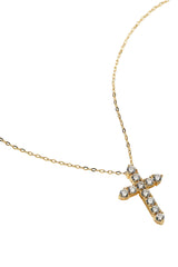 Nadri Gold Cubic Zirconia Cross Pendant Necklace