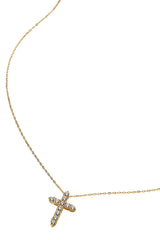Nadri Gold Cubic Zirconia Cross Pendant Necklace
