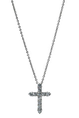 Nadri Silver Cubic Zirconia Cross Pendant Necklace