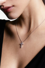 Nadri Silver Cubic Zirconia Cross Pendant Necklace