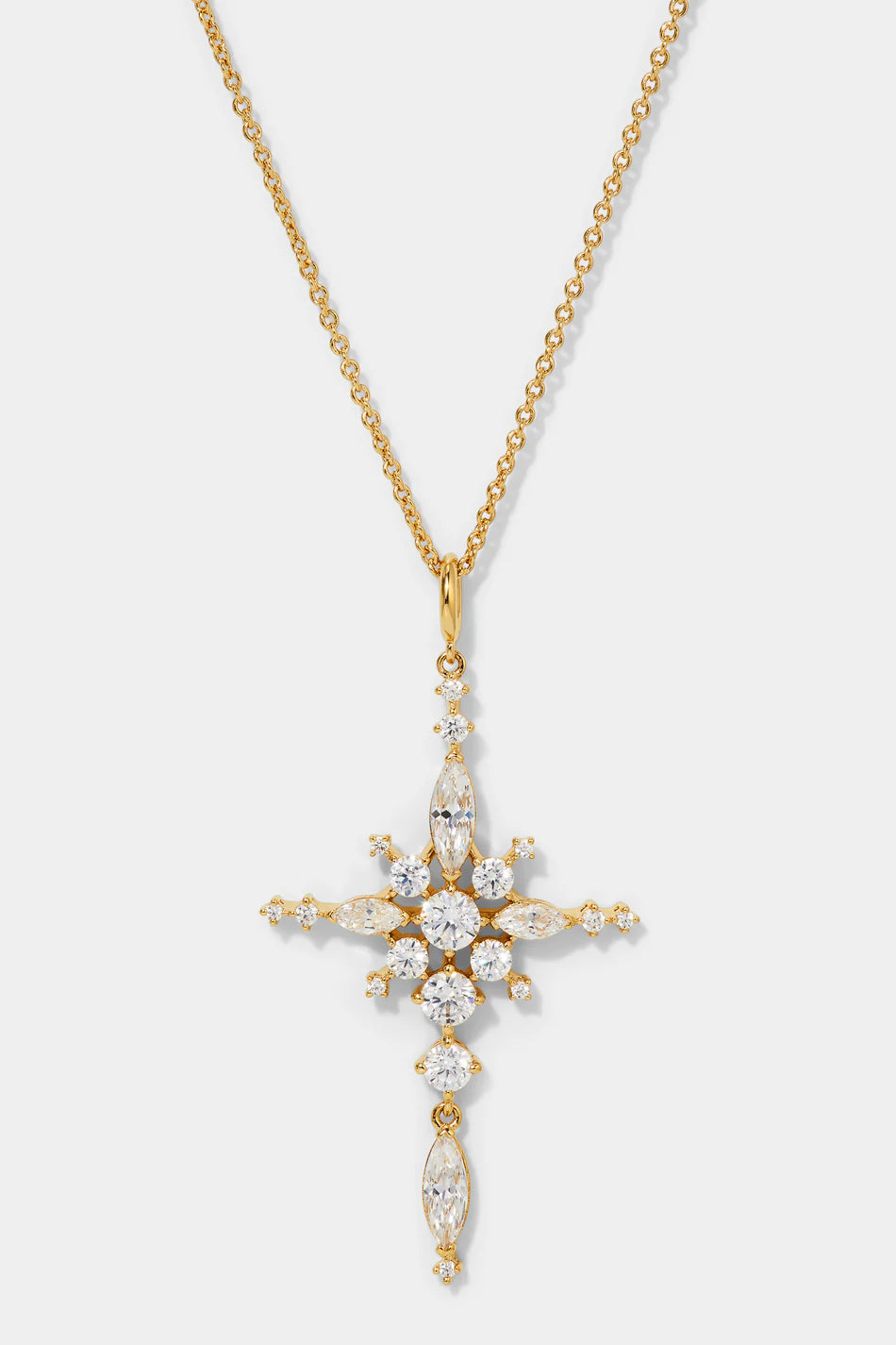 Nadri Cassi CZ Cross Pendant Necklace - Gold-Plated