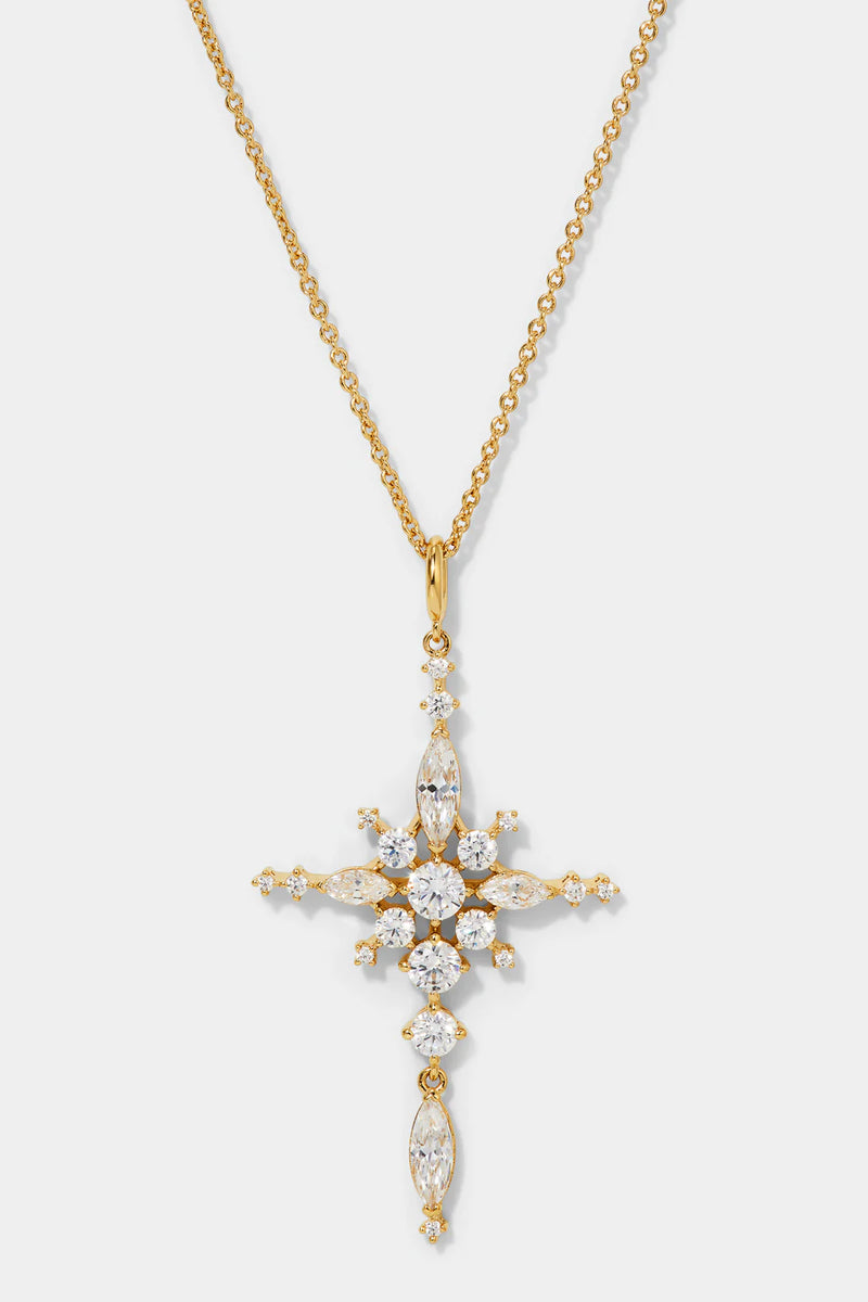 Nadri Cassi CZ Cross Pendant Necklace - Gold-Plated