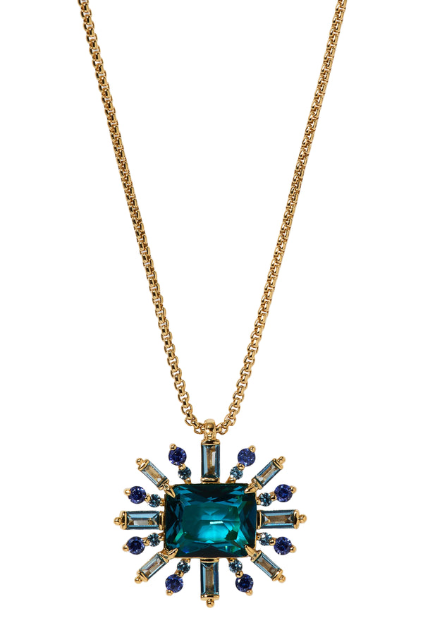Nadri Stellar Multi Stone Full Halo Pendant Necklace