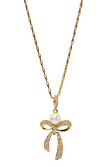 Nadri Eros Bow & Pearl Pendant Necklace