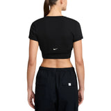 Nike Womens Sportswear Chill Knit Tight Cropped Mini-Rib 2-In-1 Top