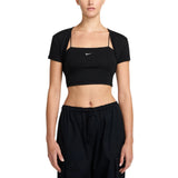 Nike Womens Sportswear Chill Knit Tight Cropped Mini-Rib 2-In-1 Top