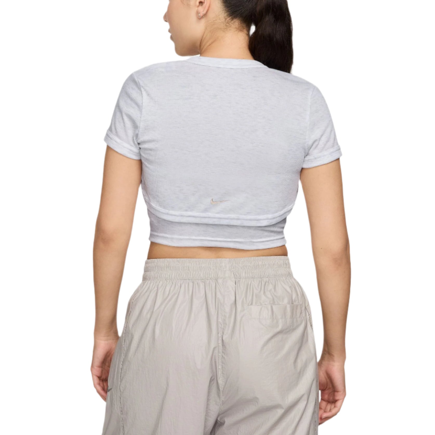Nike Womens Sportswear Chill Knit Tight Cropped Mini-Rib 2-In-1 Top