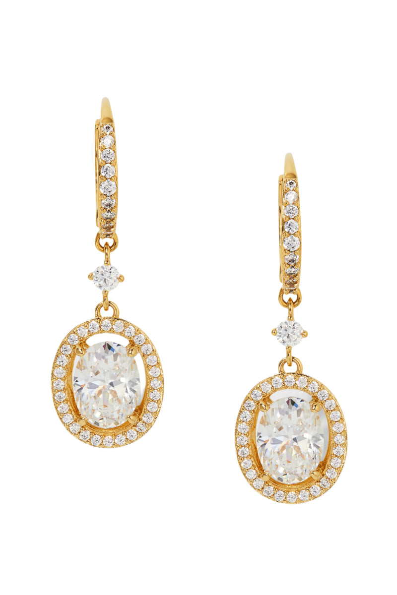 Nadri Radiant Oval Halo CZ Leverback Earrings