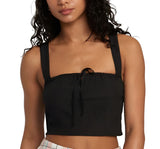 RVCA Womens Bella Smocked Crop Tank Top