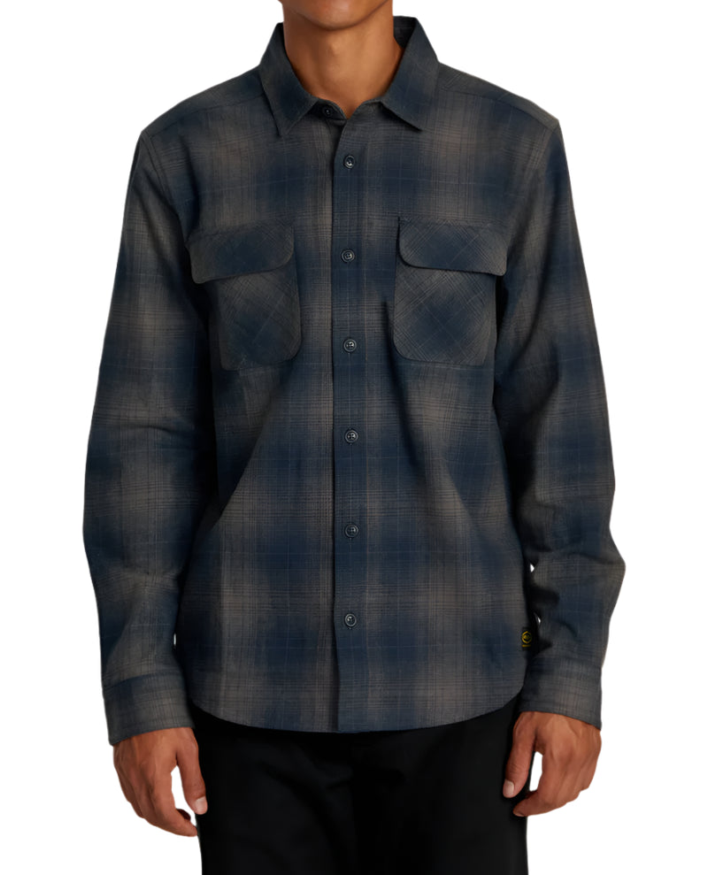 RVCA Mens Dayshift Flannel Long Sleeve Button Down Shirt