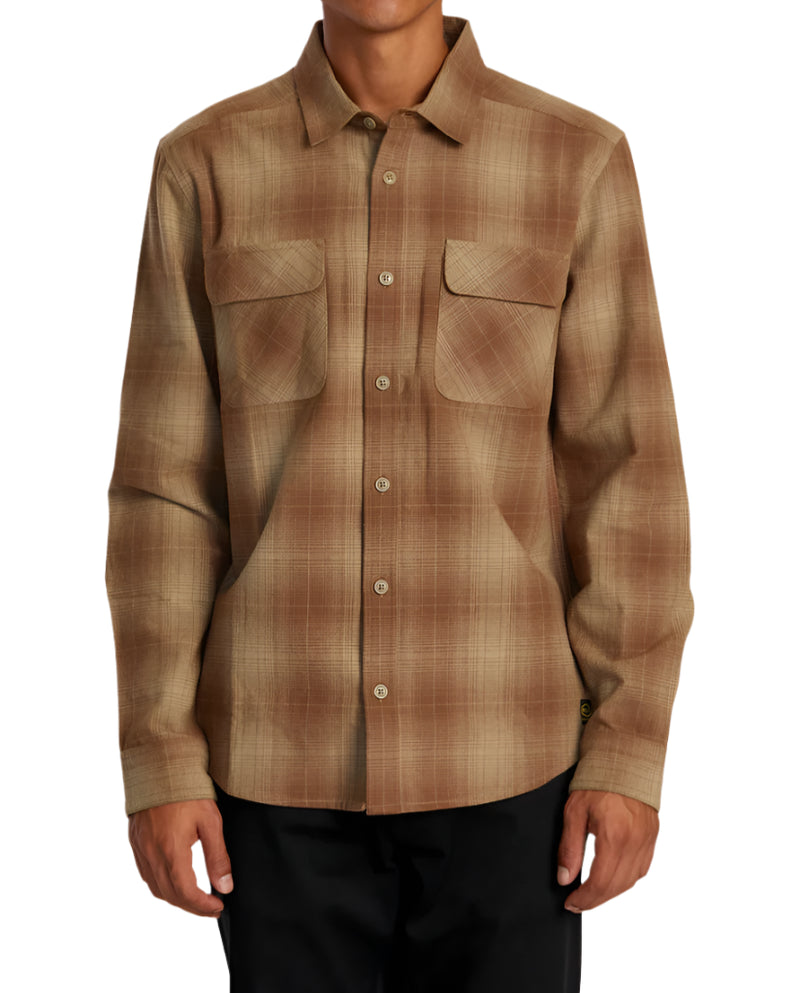 RVCA Mens Dayshift Flannel Long Sleeve Button Down Shirt