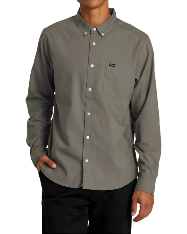 RVCA Mens That'll Do Long Sleeve Button Down Shirt