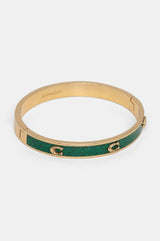 Coach Signature C Glitter Bangle Bracelet - Gold Plated