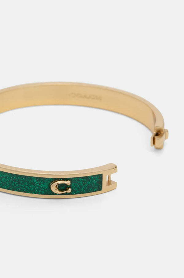 Coach Signature C Glitter Bangle Bracelet - Gold Plated