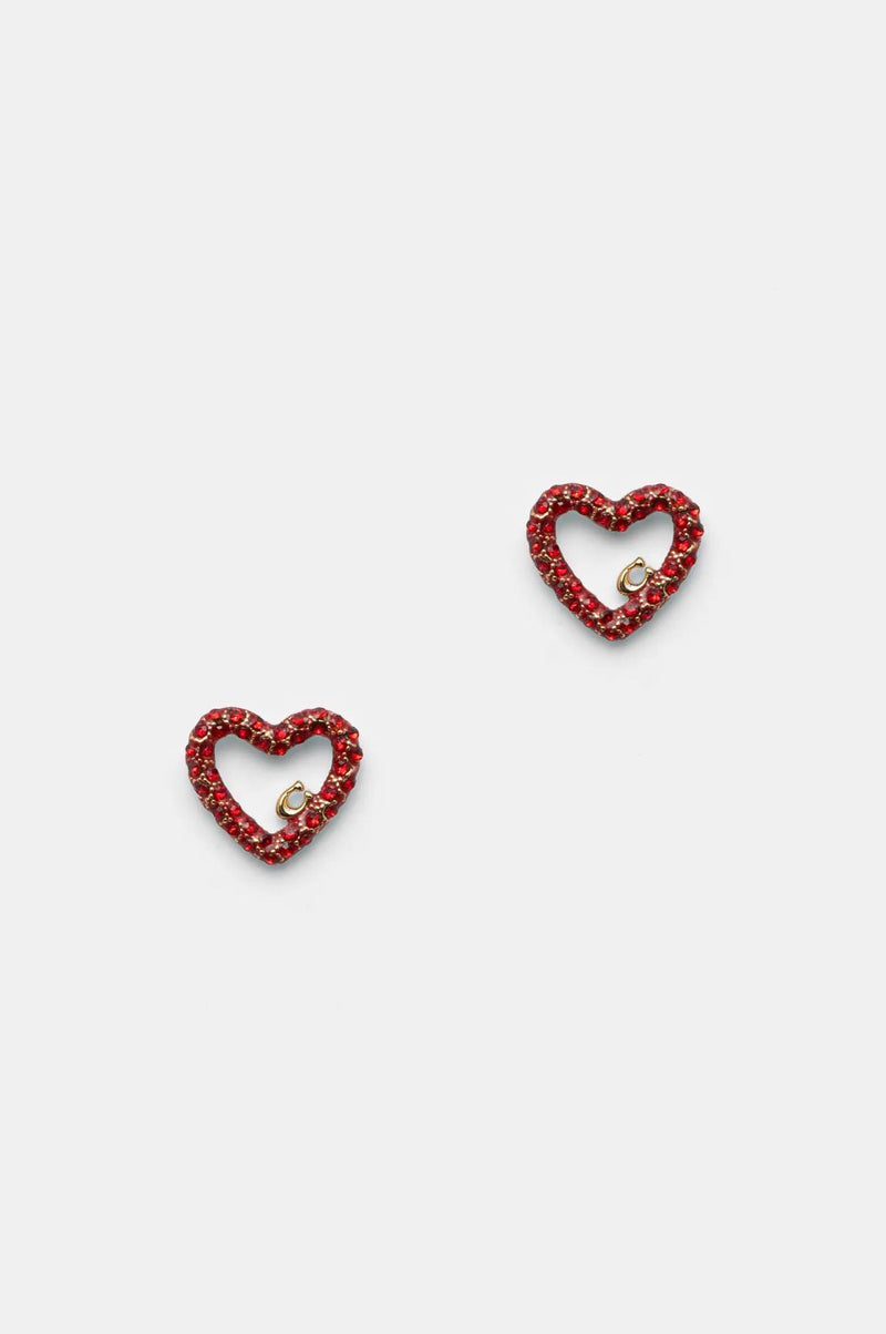 Coach Signature Pavé Heart Stud Earrings