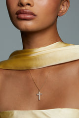 Nadri Crushed Cross Pendant Necklace