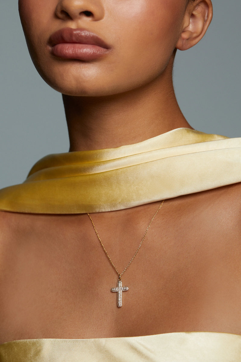 Nadri Crushed Cross Pendant Necklace