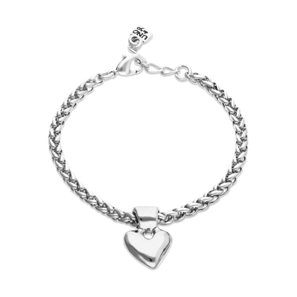 UNOde50 Silver Thick Chain Heart Charm Bracelet - Medium