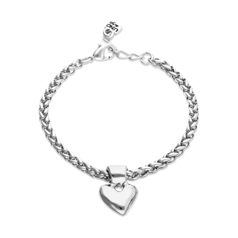 UNOde50 Silver Thick Chain Heart Charm Bracelet - Medium