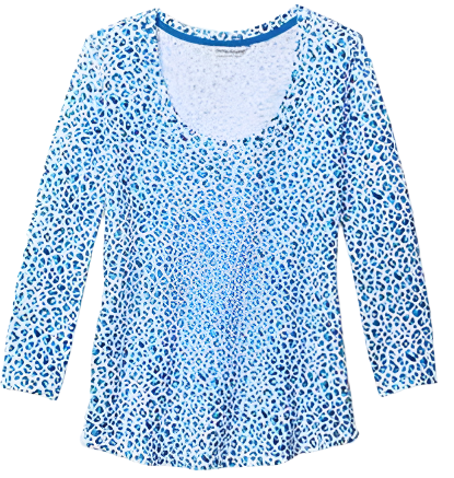 Tommy Bahama Womens Ashby Isles Lux Leopard 3/4 Sleeve Top
