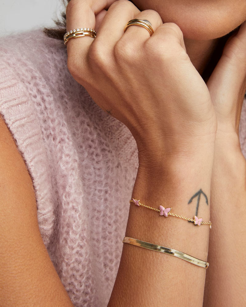 Kendra Scott Lillia Butterfly Gold Enamel Delicate Chain Bracelet