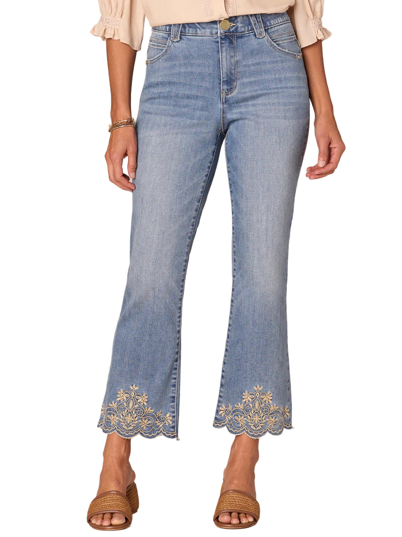 Democracy Womens "Ab"Solution High Rise Cropped Die Cut Itty Bitty Flare Jeans
