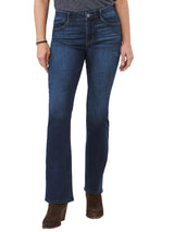 Democracy Womens "Ab"solution High Rise Embroidered Indigo Itty Bitty Boot Jeans