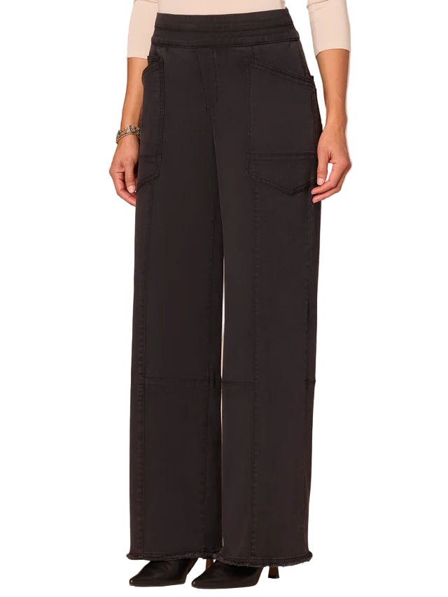 Democracy Womens "Ab"solution Skyrise Pull-On Glider Wide Leg Jeans With Fray Hem