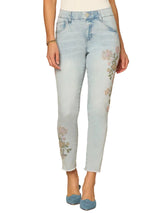 Democracy Womens “Ab”solution High Rise Seamless Embroidered Ankle Skimmer Jeans