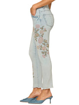 Democracy Womens “Ab”solution High Rise Seamless Embroidered Ankle Skimmer Jeans