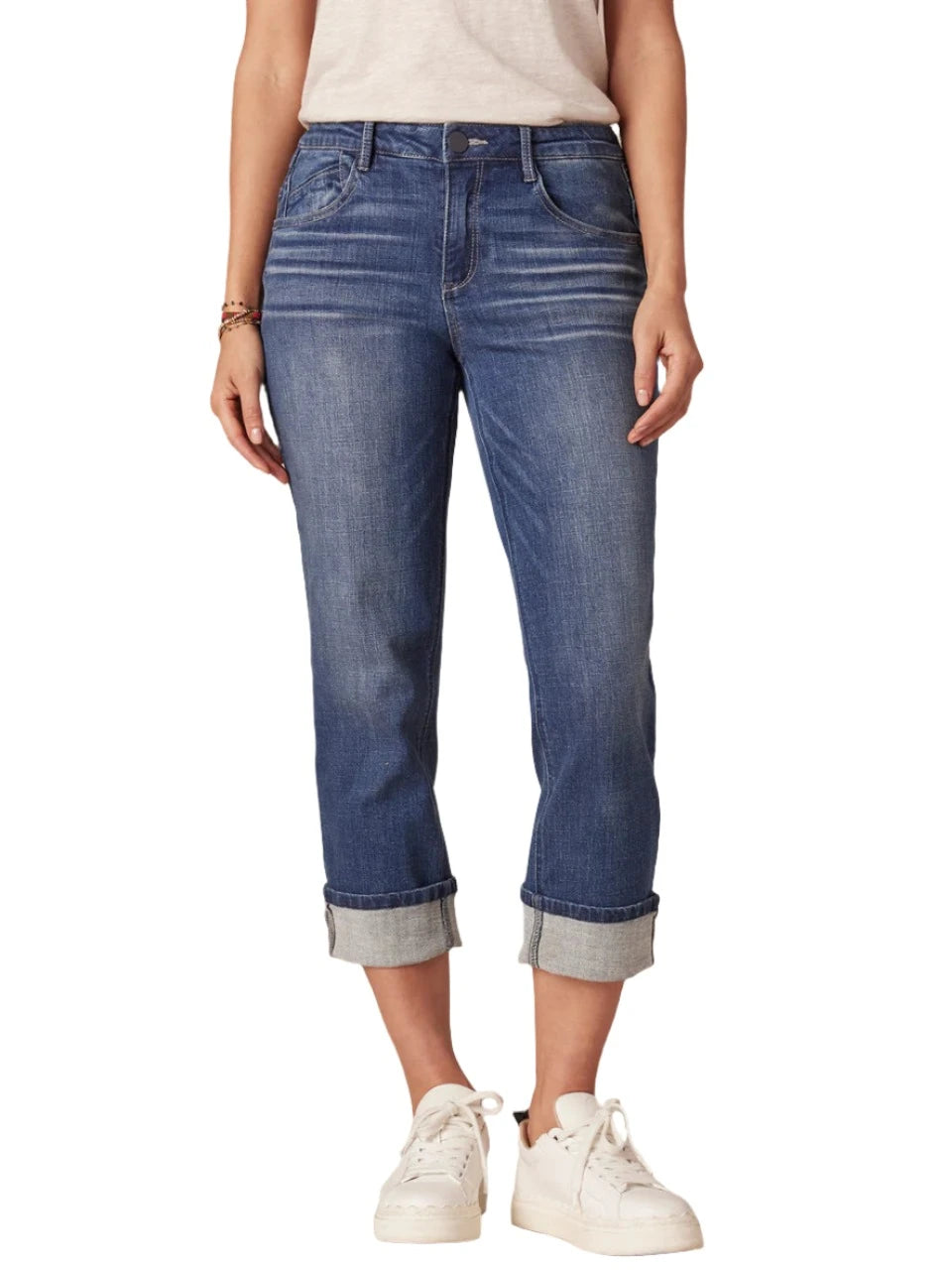 Democracy Womens Flex-Ellent Mid-Rise Cropped Girlfriend Jeans