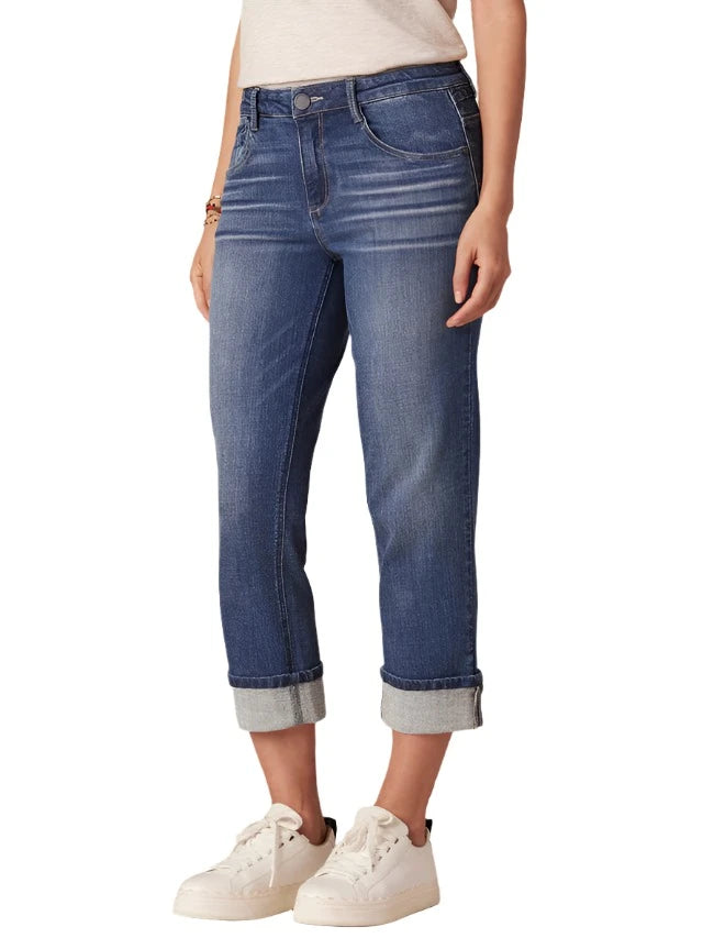 Democracy Womens Flex-Ellent Mid-Rise Cropped Girlfriend Jeans