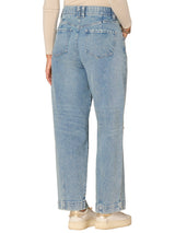 Democracy Womens "Ab"solution Skyrise Relaxed Barrel Leg Jean With Studs