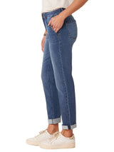 Democracy Womens "Ab"solution Mid-Rise Girlfriend Jeans with Side Entry Pockets