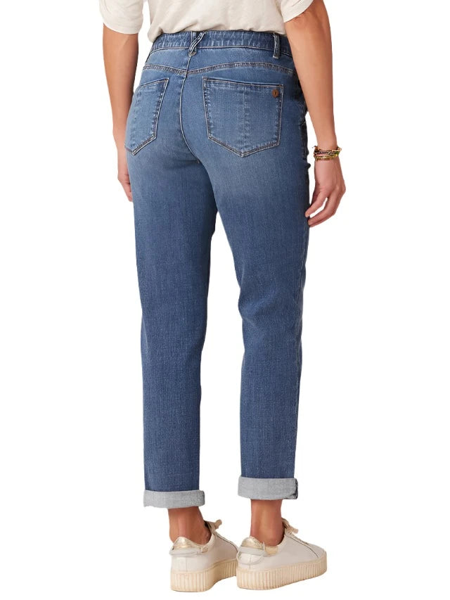 Democracy Womens "Ab"solution Mid-Rise Girlfriend Jeans with Side Entry Pockets