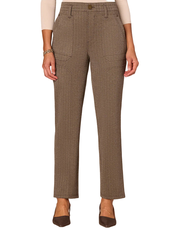 Democracy Womens "Ab"solution Skyrise Tapered Utility Knit Pants With Patch Panels