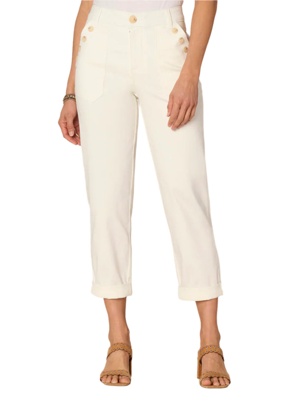 Democracy Womens "Ab"solution High Rise Sailor Pocket Roll Cuff Straight Leg Jeans