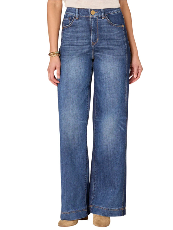 Democracy Womens "Ab"solution Skyrise Repreve Wide Leg Jeans with Double Side Seams