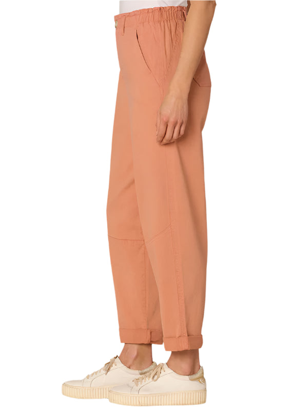 Democracy Womens Skyrise Paper Bag Waist Straight Leg Roll Cuff Pants