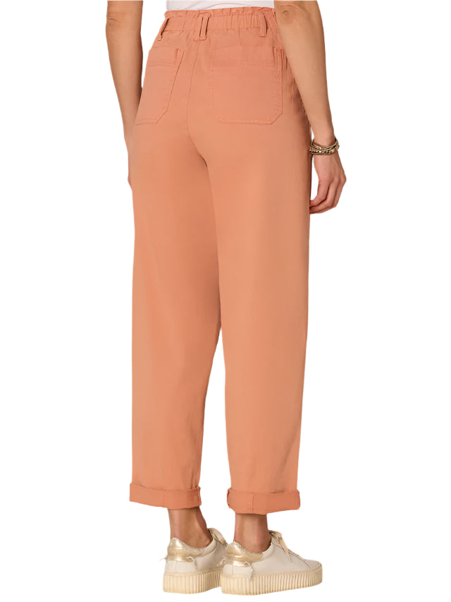 Democracy Womens Skyrise Paper Bag Waist Straight Leg Roll Cuff Pants