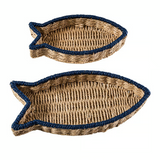 Beachcombers Nested Woven Fish Baskets - Set of 2