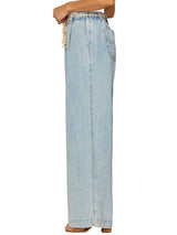 Democracy Womens "Ab"leisure Skyrise Pleated Spade Pocket Wide Leg Jeans W/ Rope Belt