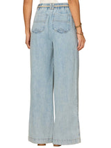 Democracy Womens "Ab"leisure Skyrise Pleated Spade Pocket Wide Leg Jeans W/ Rope Belt