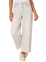 Democracy Womens "Ab"solution Skyrise Round Up Boyfriend Fray Hem Wide Leg Jeans